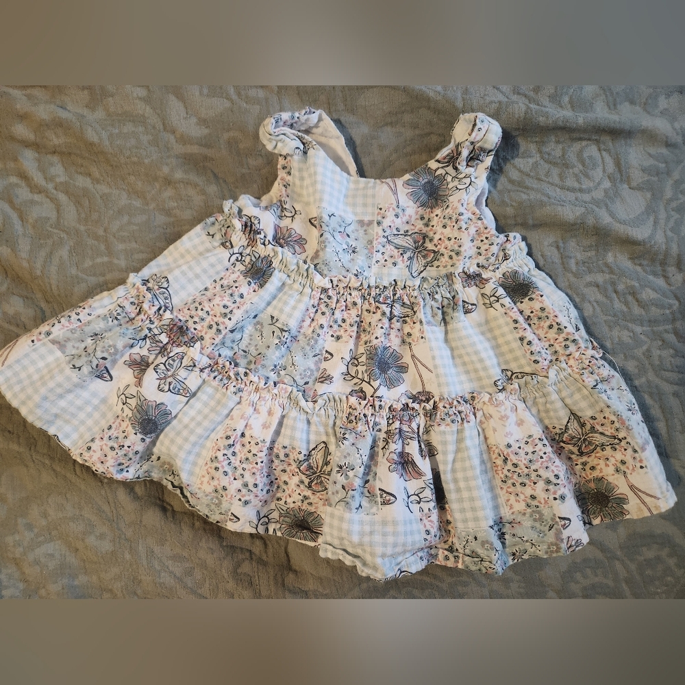Tommy Bahama Blue and White Blouse with Patchwork Design